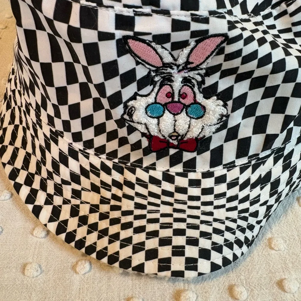 Disney Parks Alice in Wonderland White Rabbit Checkered Bucket Hat
